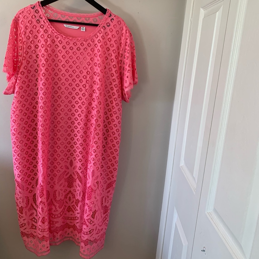 Isaac Mizrahi Pink Lace Midi Dress